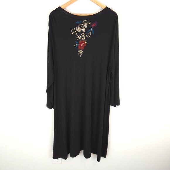 Caite Women's Black Embroidered Long Sleeve Dress - Picture 8 of 11